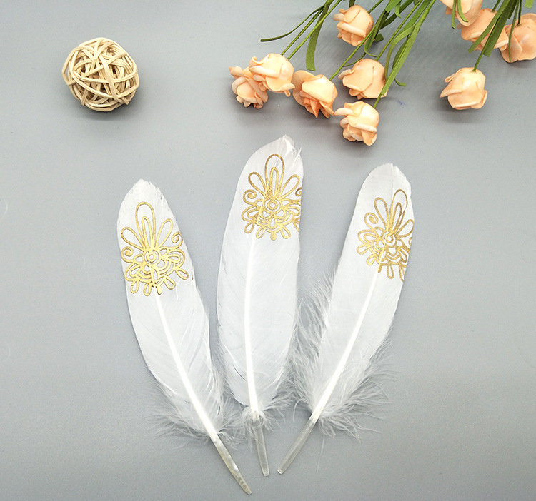 A large quill feather gift box with all-gold and all-silver feathers, paper card bookmarks and decorative quill pens pic 80