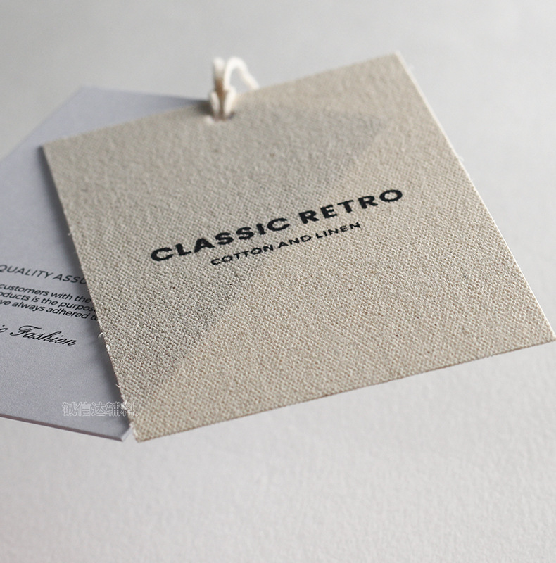 棉麻吊牌定 做LOGO高端女装帆布挂牌定 制衣服丝网印标签制作商标详情30