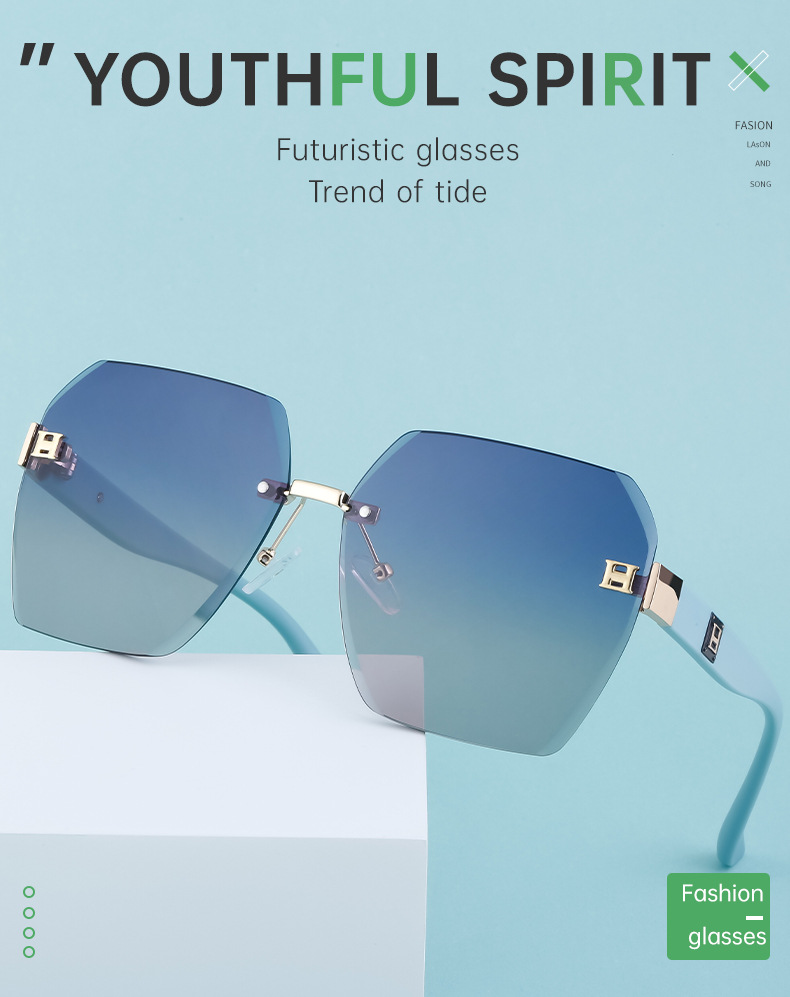 2023新款无框切边太阳镜女款欧美时尚大框墨镜女跨境批发sunglass详情20