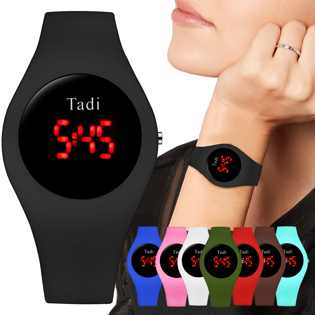 Tadi brand fashionable silicone student quartz watches, AliExpress best-selling silicone bright screen digital watches wholesale pic 2