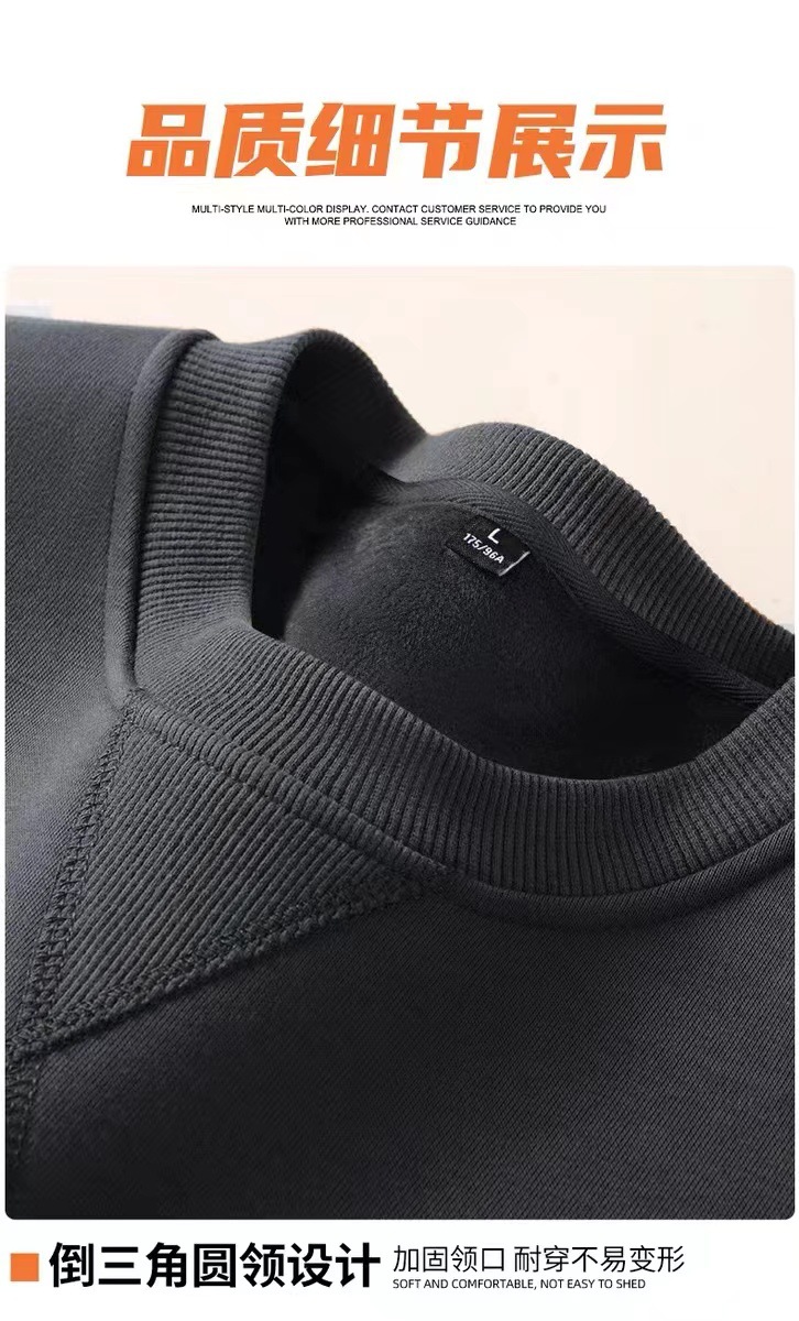 加绒卫衣男秋冬款潮牌加厚圆领宽松上衣复古重磅加厚新款卡通LOGO详情16