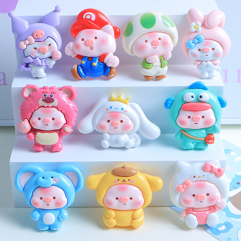 大卡猪猪变装diy奶油胶自制冰箱贴水杯贴饰品材料树脂配件详情1