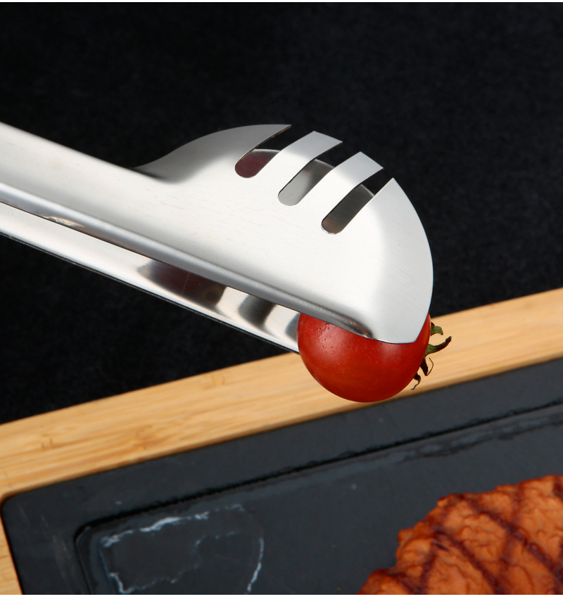 201 Non-magnetic bread tongs, barbecue tongs, thickened anti-scald semi-round and full-round buffet tongs, stainless steel tongs, food tongs pic 16