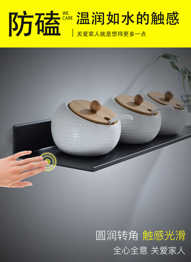 Black bathroom rectangular storage rack, mirror front stand, space aluminum matte bathroom storage rack, 30/40/50/60cm pic 6