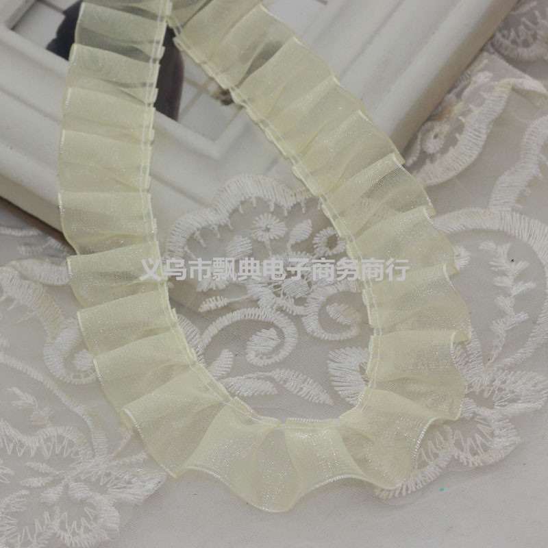2.5cm服装辅料多色雪纱带百褶皱蕾丝花边带diy童装手工花边辅料详情10