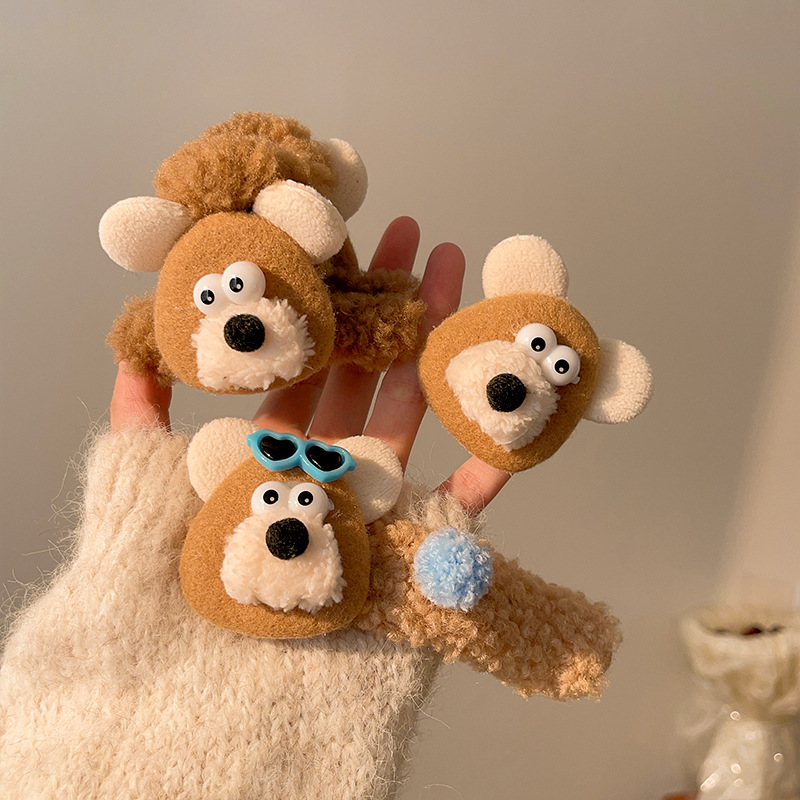 Cute plush hair clips for autumn and winter, back hair curls, face bangs, side clips, sweet large intestine hair bands pic 2