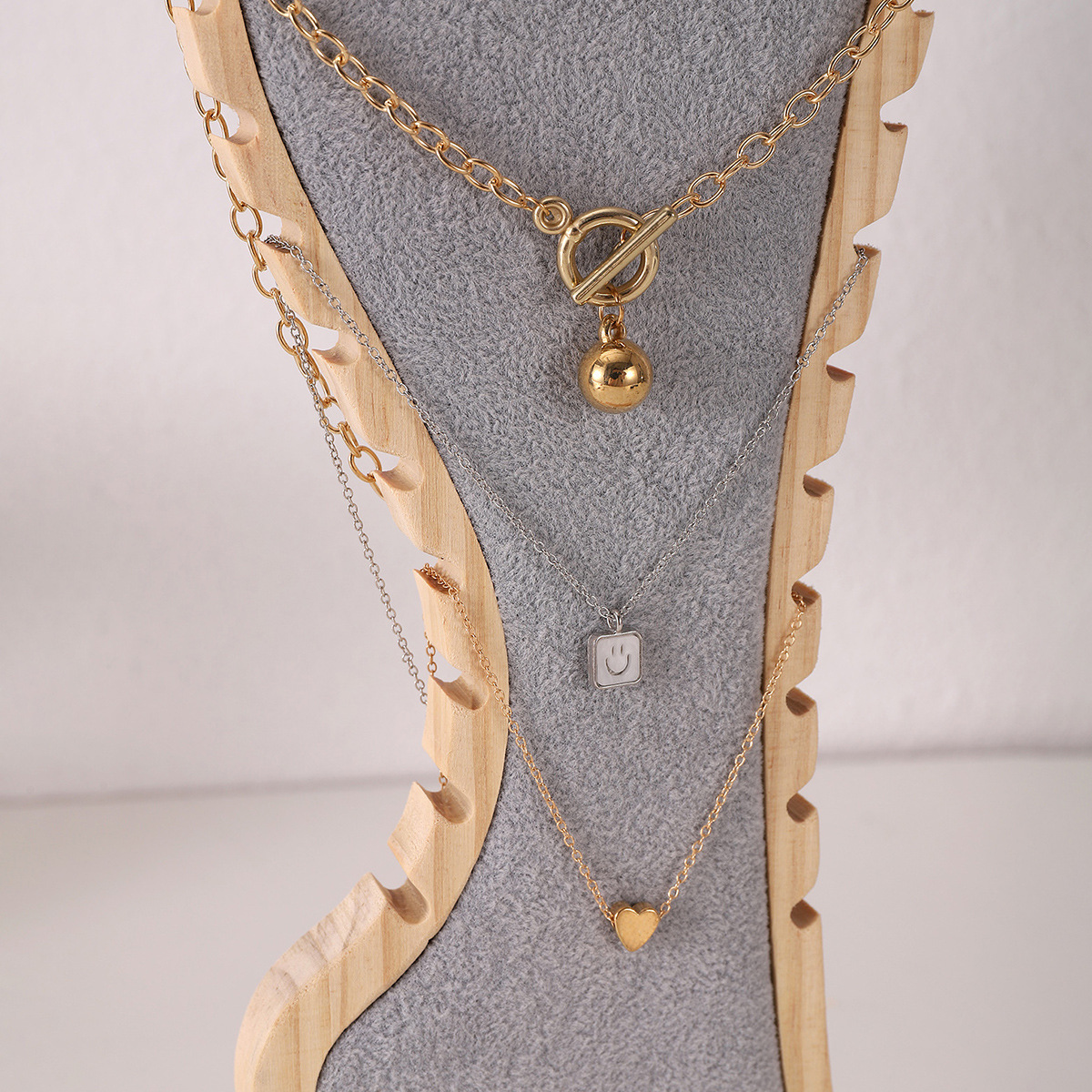 新款足形竹木项链展示架实木板创意首饰挂架项链饰品架陈列展示详情9