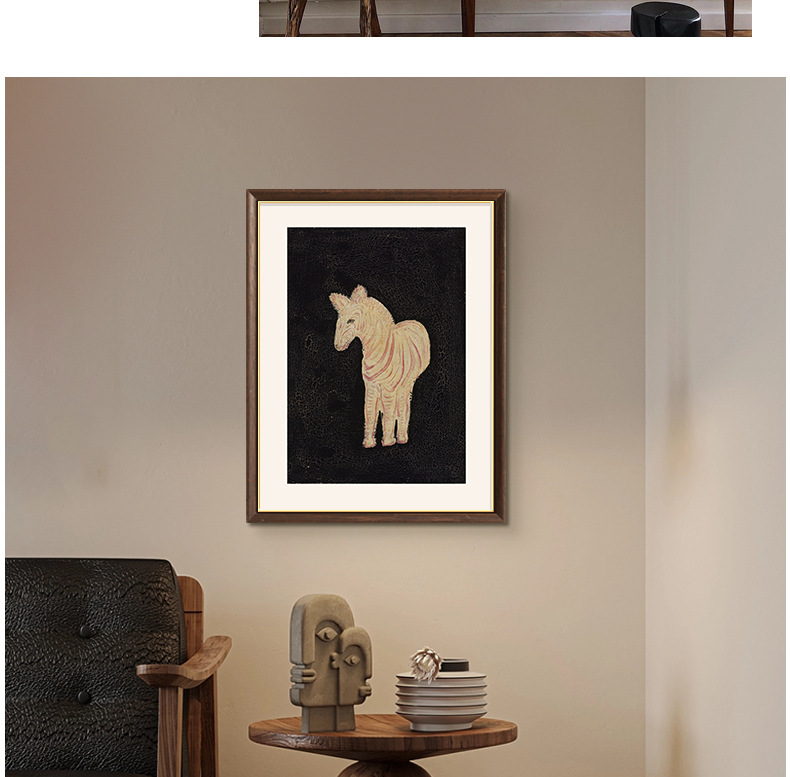 常玉小马装饰画法式复古中古风挂画餐厅客厅小众艺术壁画详情6