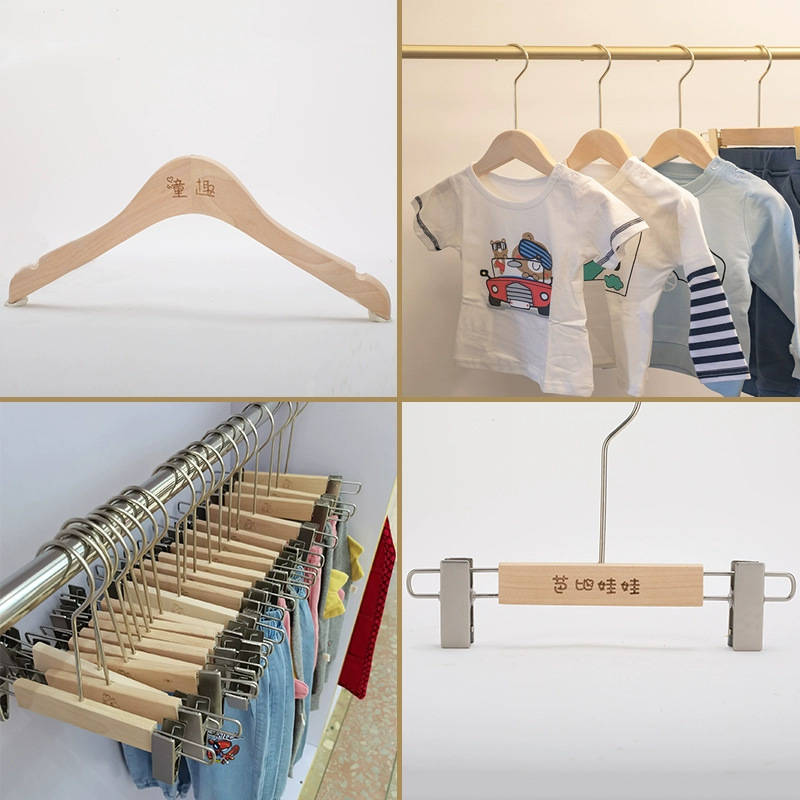服装店实木儿童衣架无痕挂钩家用加粗成人裤架防滑晾衣架衣挂批发详情14