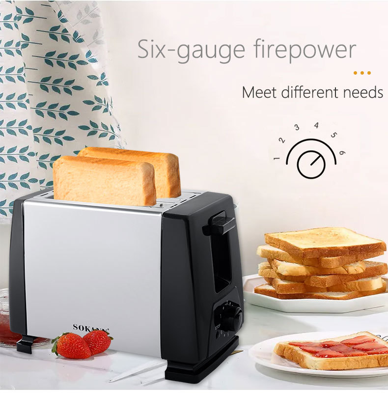 Cross-border SOKANY016S toaster, household 2-slice fully automatic breakfast machine, multi-functional toaster toaster pic 7