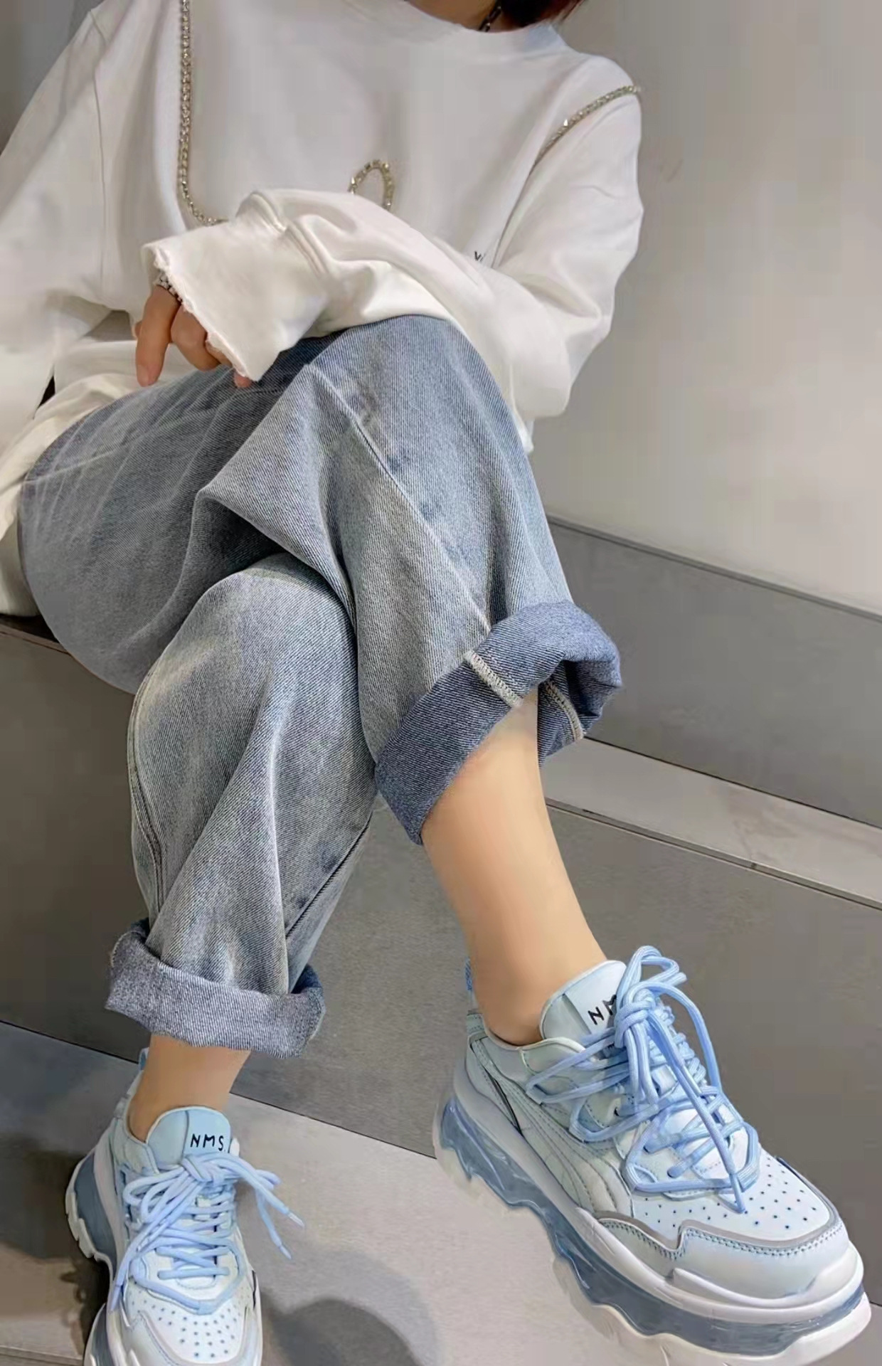 Jelly air cushion thick-soled height-increasing dad shoes for women 2024 new summer women's shoes, fashionable white sneakers, comfortable sports shoes pic 25