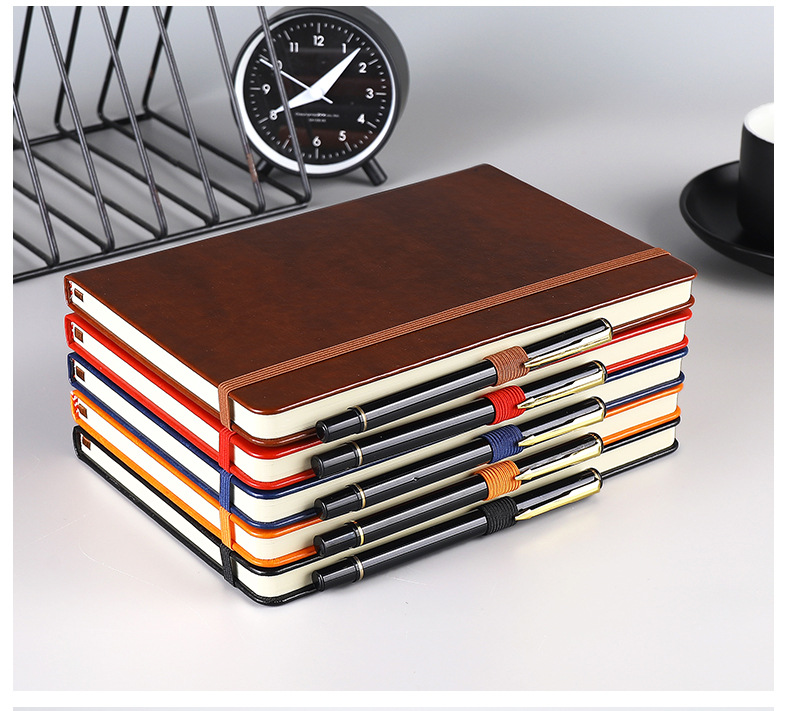 A5笔记本绑带本子商务记事本软皮学生文具日记本手账本批发印logo详情16