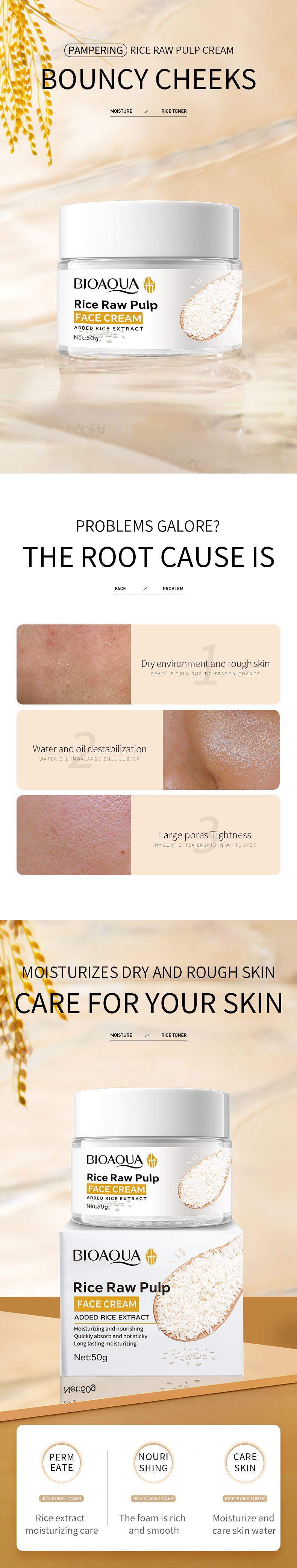 BIOAOUA Rice Puree Cream Facial care products are exclusively for cross-border export pic 37