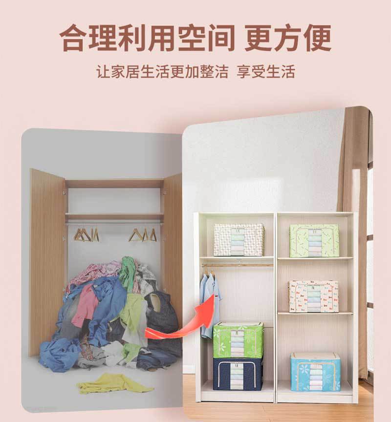 Wholesale of household large steel frame foldable cotton and linen storage boxes, clothes, toys, sundries, moving storage and organization boxes pic 3