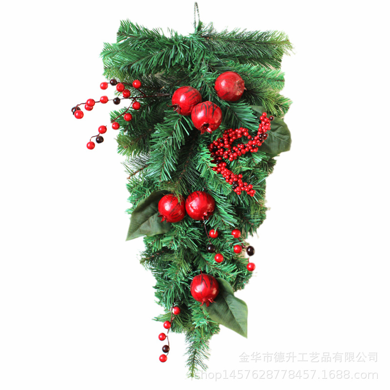 德升厂家供应场景装饰圣诞节挂饰摆件PVC松针装饰倒挂树半边树DIY详情1