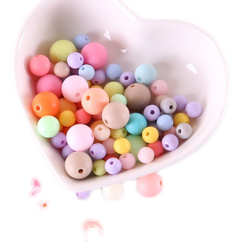 6-10MM亚克力马卡龙圆珠磨砂珠散珠混彩DIY饰品配件手链串珠材料详情3