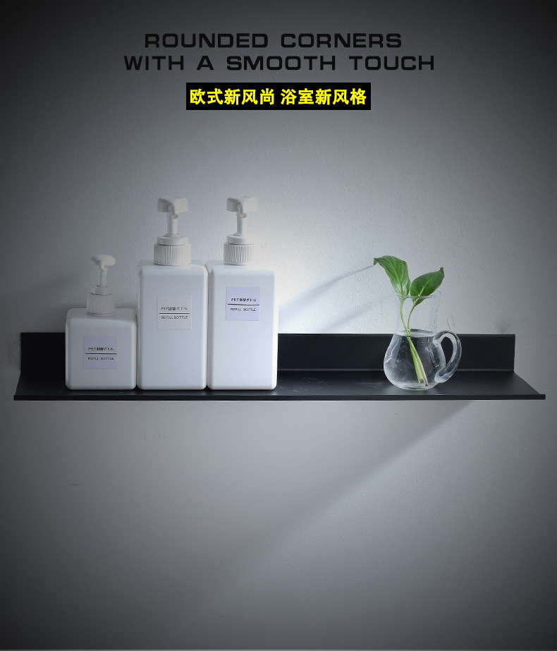 Black bathroom rectangular storage rack, mirror front stand, space aluminum matte bathroom storage rack, 30/40/50/60cm pic 10