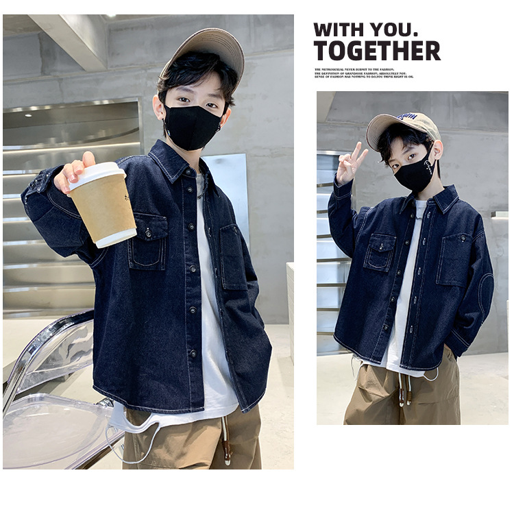 Spring boys' denim shirts, spring children's clothing, long-sleeved shirts for boys, thin denim jackets for boys pic 9