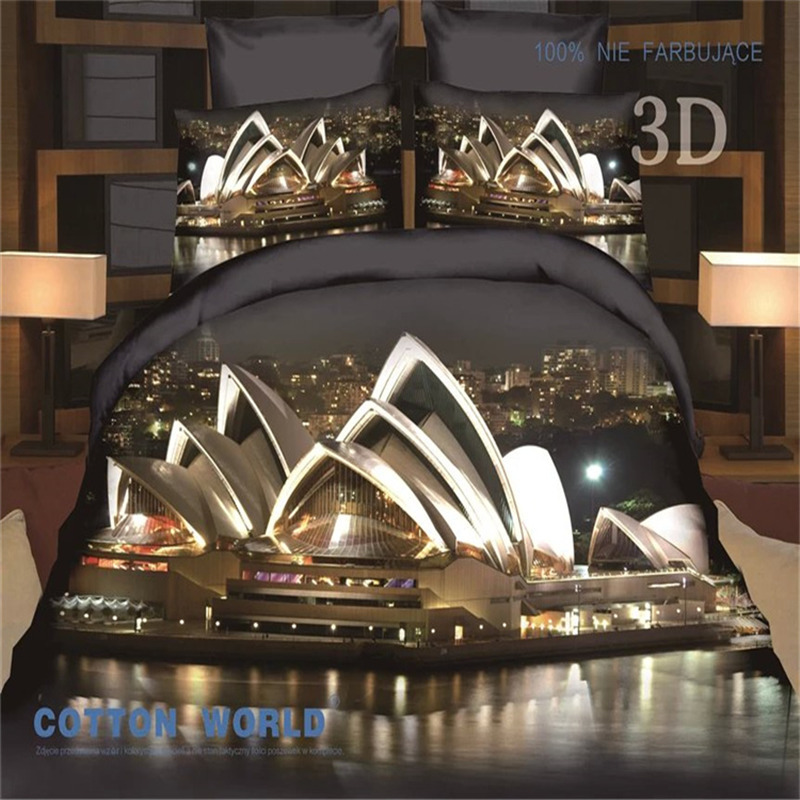 Wholesale of 3D four-piece sets of printed bedding for export with active brushed large patterns pic 49