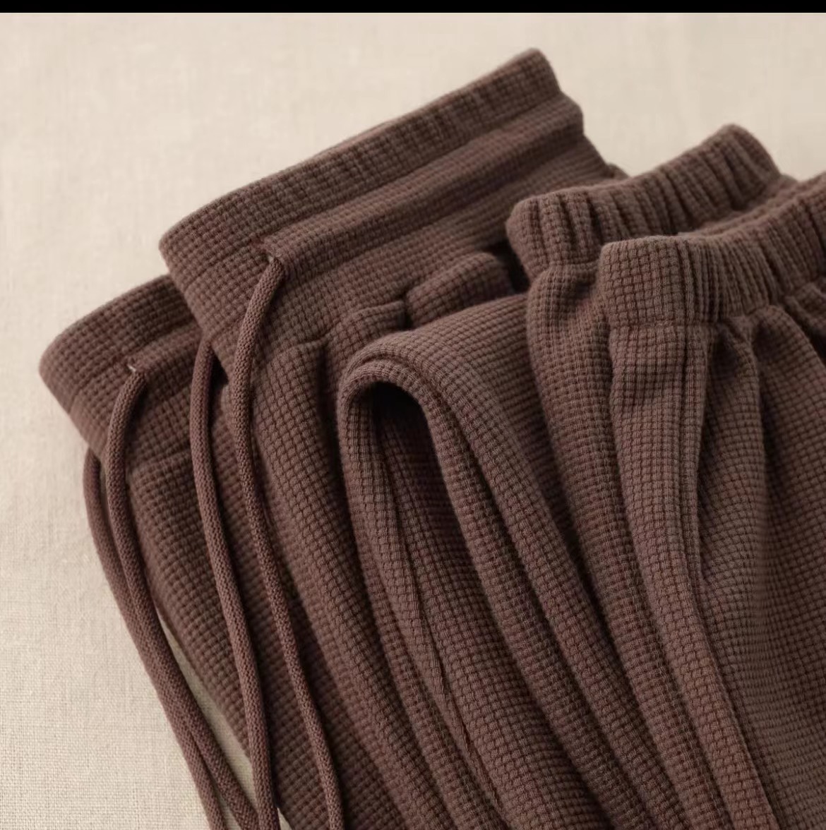 New 320g 75 cotton waffle checkered sweatpants in FG color series with a three-dimensional waist pic 9