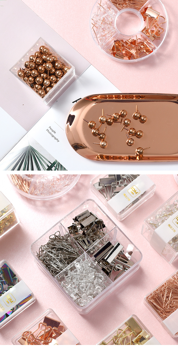 Lidemei InS-style rose gold electroplated pin Long tail clip paper Clip multi-functional creative office set pic 27