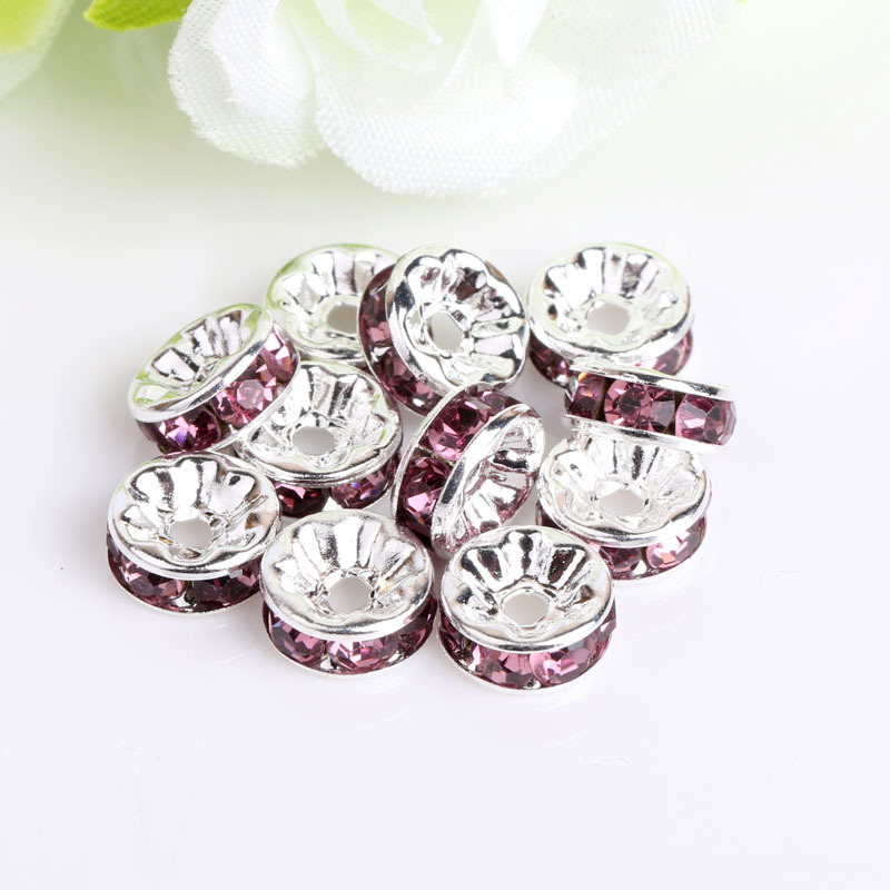 圈隔珠彩色手链镶钻隔片车轮圈手工配件钻6/8/10/12mm diy饰品配详情4