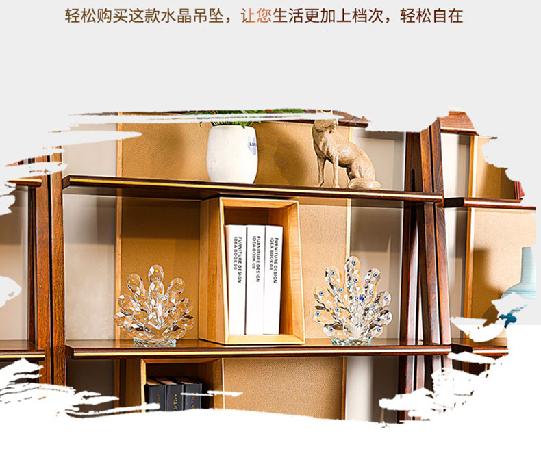 Crystal Peacock tabletop decoration, blue-eyed peacock spreading its tail, exquisite crystal handicraft, home decoration handicraft, Xiangyu Crystal pic 4