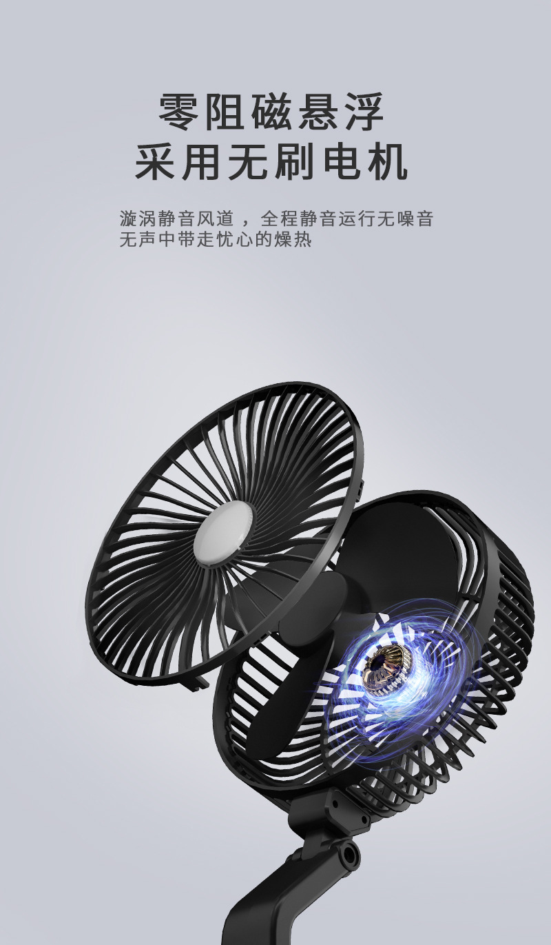 New factory direct cross-border folding small fan, USB charging portable fan, desktop lamp, wall-mounted telescopic pic 4