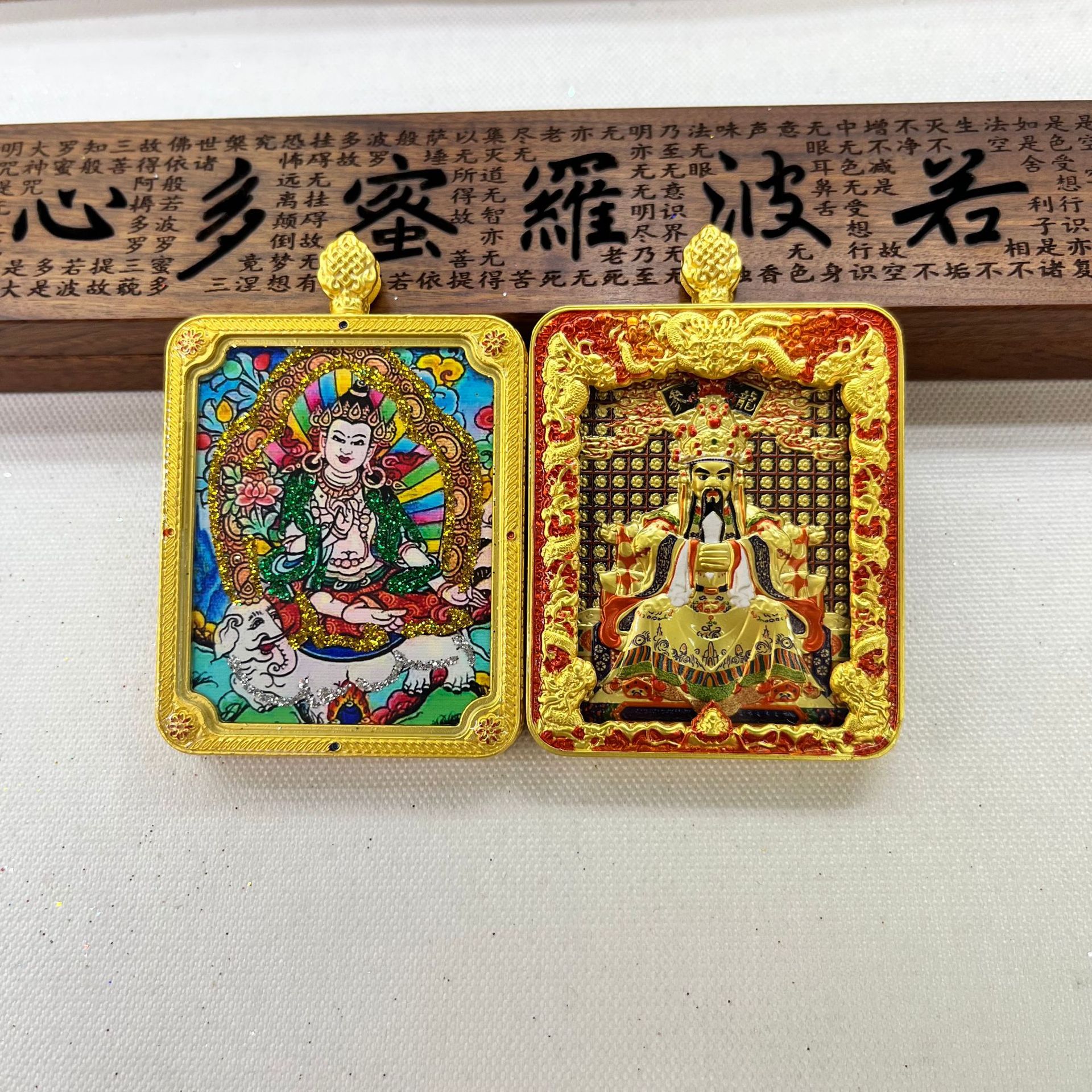 五台山唐卡浮雕双面款立体龙五爷吞金兽双面唐卡前世今生项链吊坠详情6