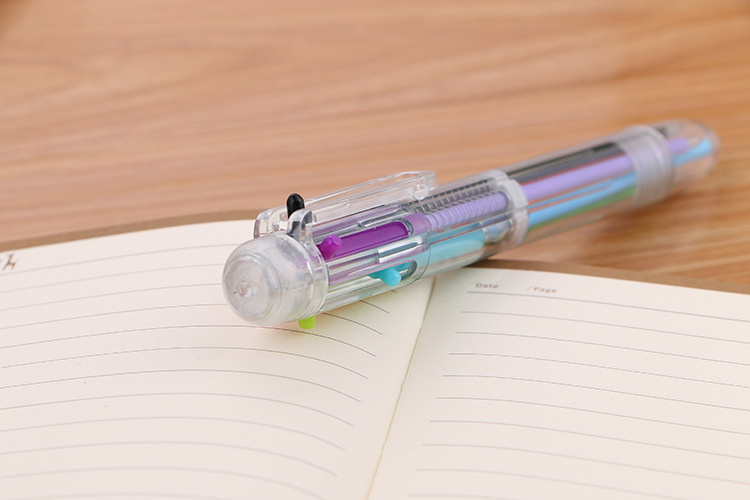 Creative transparent 6-color ballpoint pens, cute student stationery, multi-color pens, oil pens, and direct sales from the manufacturer of colored ballpoint pens pic 16