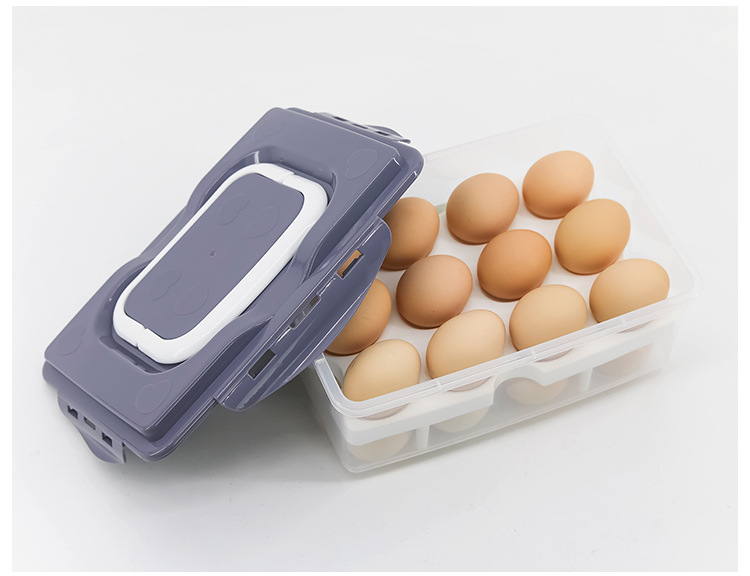 Plastic preservation box, 24-compartment egg box, refrigerator preservation storage box, double-layer tray packaging box, egg box pic 13