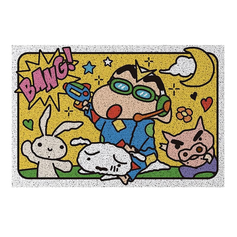 卡通蜡笔小新地垫可爱玄关入户脚垫 刮泥蹭土丝圈PVC地垫可剪裁详情1