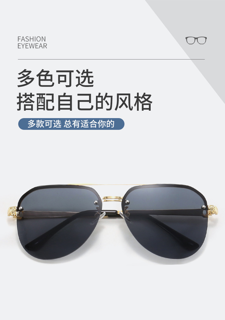 新款时尚金属双梁蛤蟆镜男欧美潮流女士穿搭眼镜跨境遮阳太阳眼镜详情3