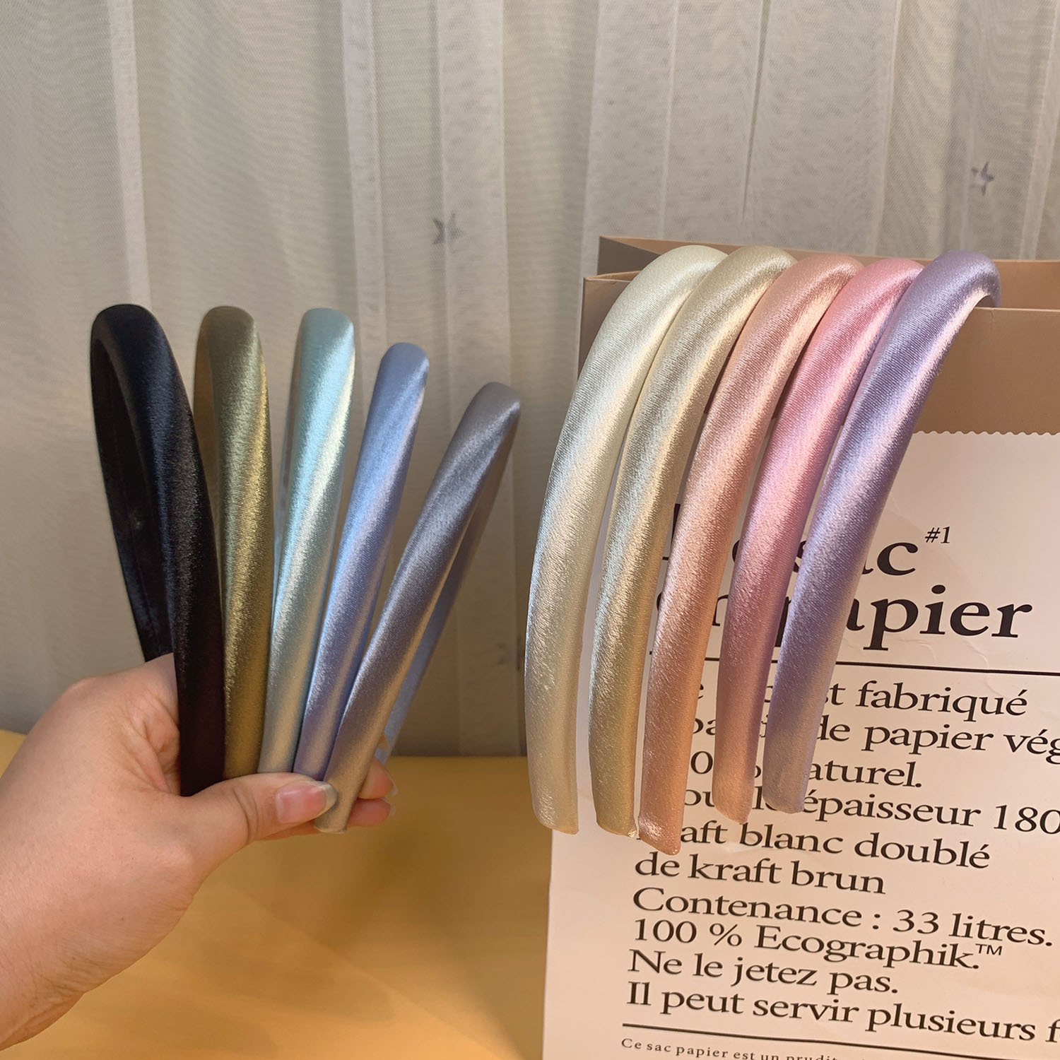 Korean-style fashionable and versatile bow headband, simple solid-color fabric sponge headband, high top headband, headwear and hairpin pic 1