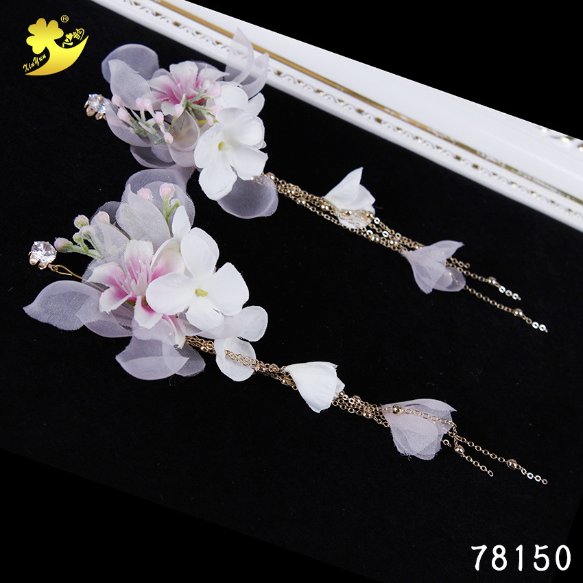 Wedding accessories and earrings for Japanese and Korean brides, forest-themed exotic style, star street style, model catwalk, fashionable fabric accessories pic 15