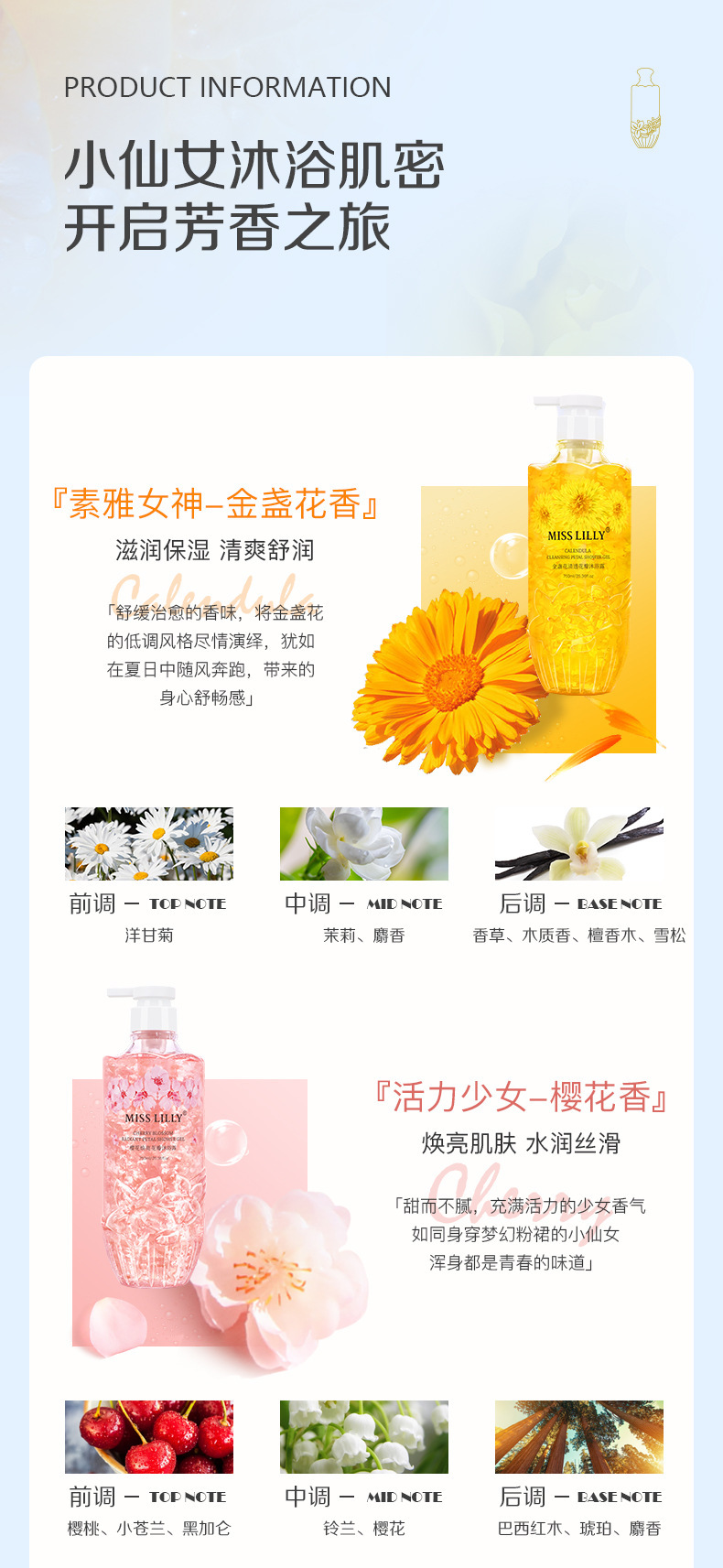 Misely Petal Body Wash, long-lasting fragrance, moisturizing and refreshing foam Bath lotion, travel size for women, small bottle capacity pic 2