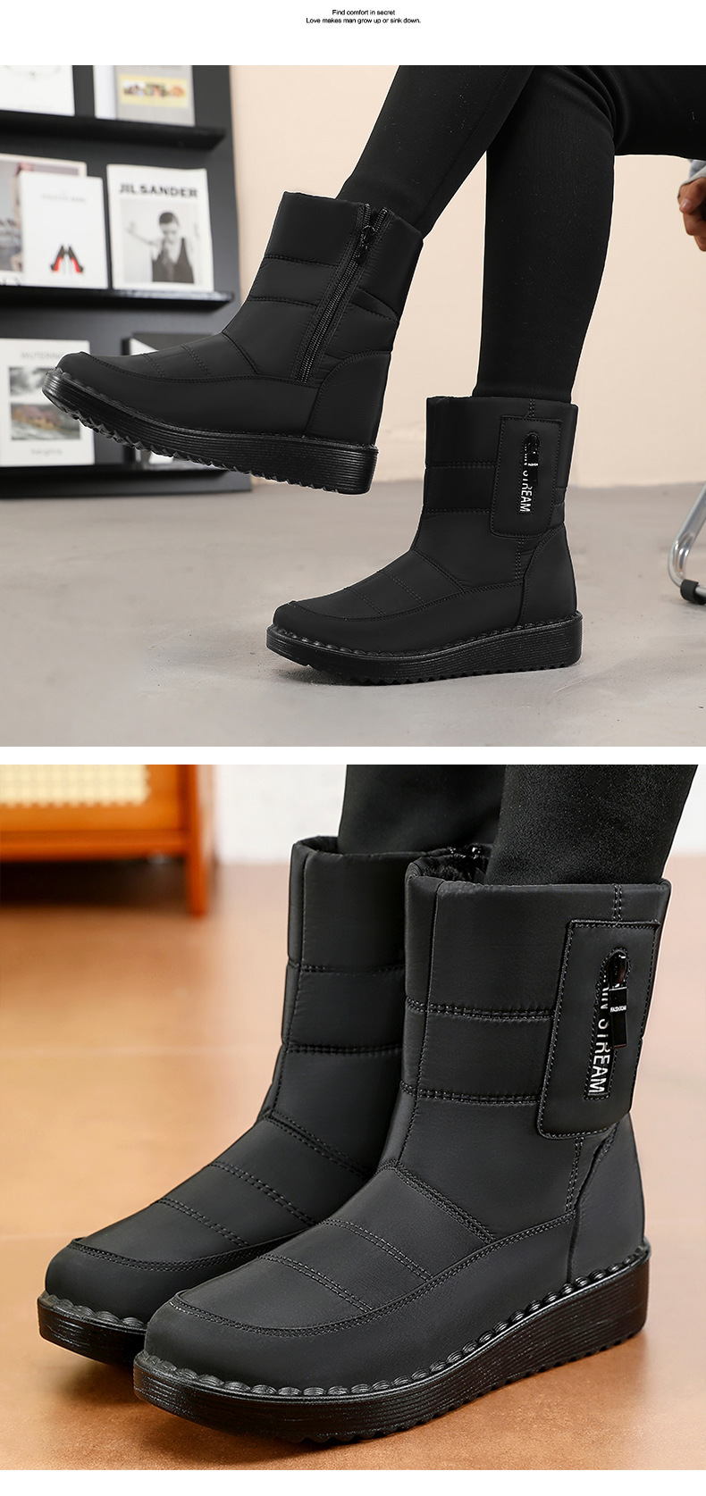 棉鞋女2024冬季新款保暖加厚雪地靴跨境代发户外舒适高筒棉靴女详情11