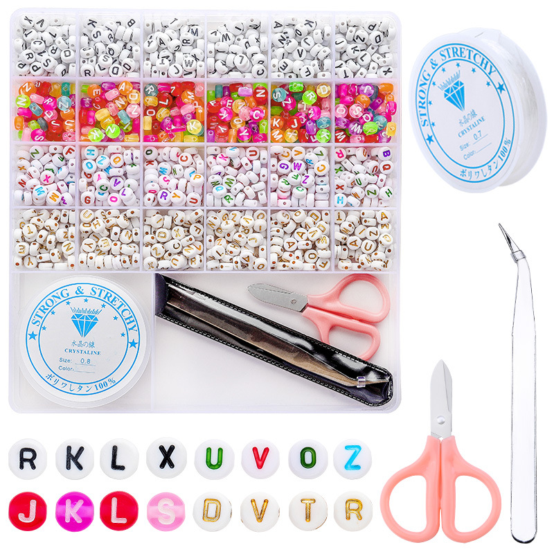 跨境亚马逊爆款28格盒装4X7亚克力彩色字母珠儿童早教diy饰品配件详情9