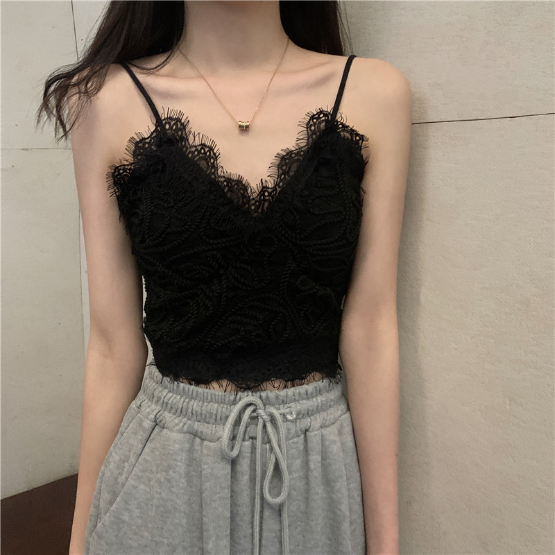 French lace halter top for women, the same summer design style as the hot girl Wenwen, and strapless top for the outside on Instagram pic 5