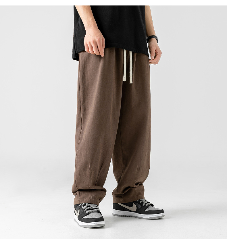 Japanese-style pure cotton casual pants for men in spring 2024, featuring a retro double pleated design and versatile long pants for men pic 24
