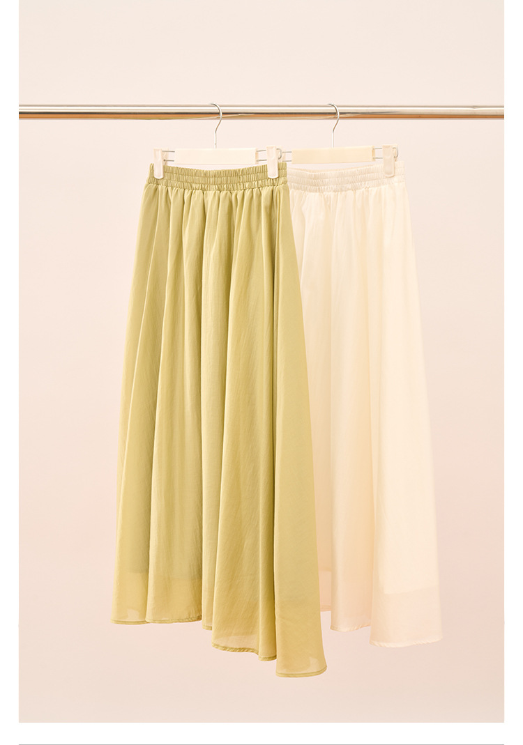 【盛都】清仓特价款轻盈气质天丝飘逸高腰设计感A字半身裙中长详情18