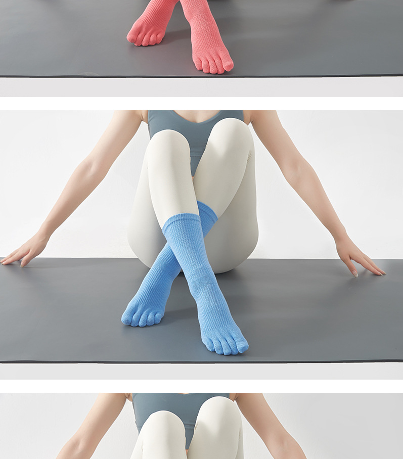 长筒瑜伽袜子秋冬专业防滑袜普拉提五指袜中筒瑜珈运动袜健身分指详情26