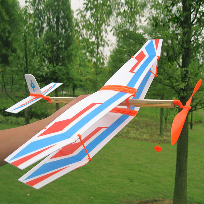 Rubber band power model aircraft, aircraft technology, handcrafted small model, puzzle science experiment, biplane glider pic 7