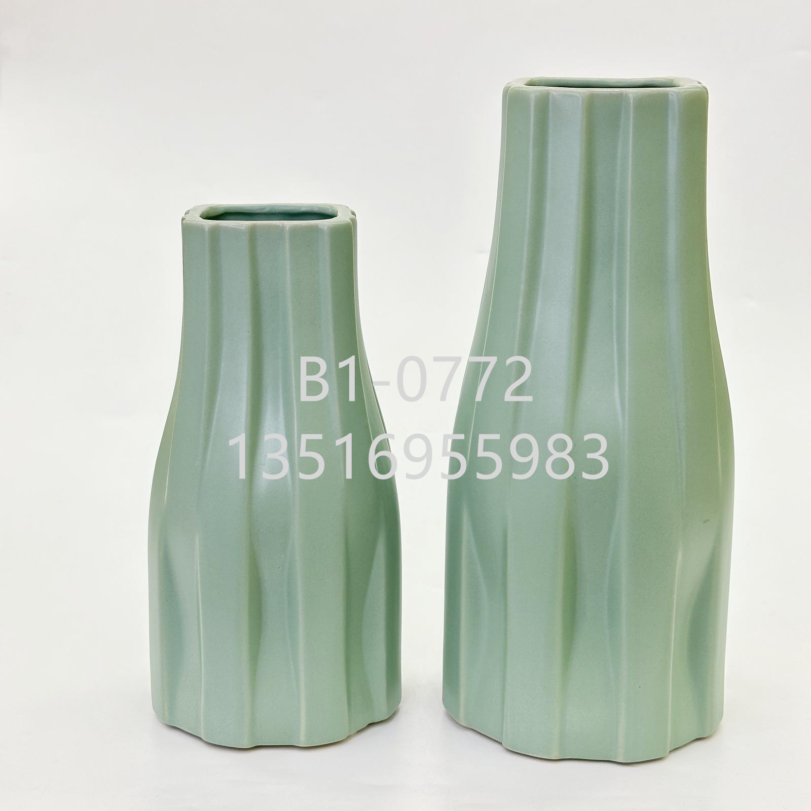 Nordic creative hand-held bouquet, light blue Morandi ceramic vase, living room flower arrangement, home TV cabinet decoration pic 13