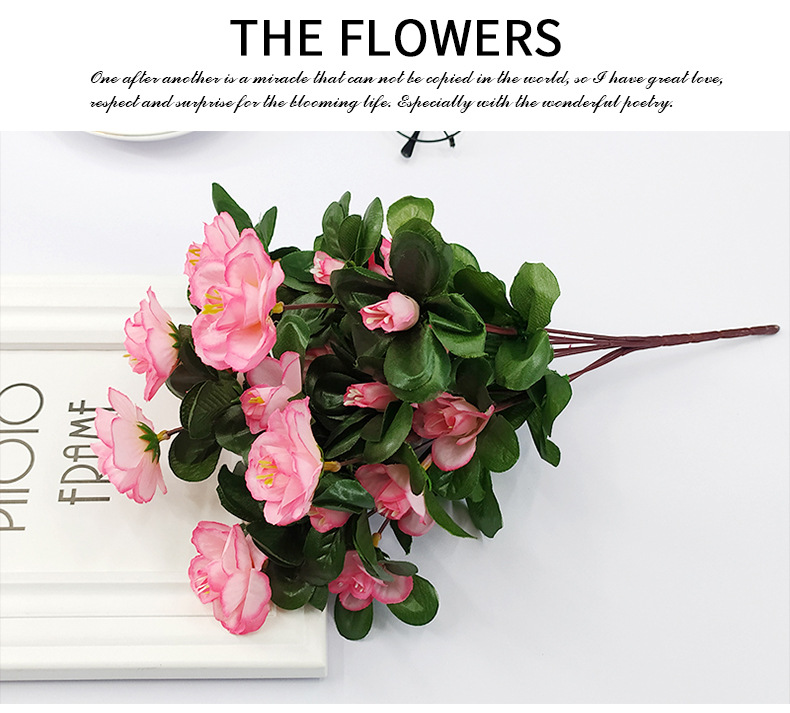 Artificial rhododendron flower bouquets, single dining table, Nordic decoration, green plants, living room placement, large-scale engineering decoration pic 2