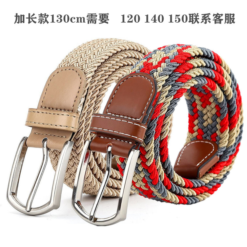 爆款男士编织腰带女士帆布松紧腰带弹力针扣休闲百搭皮带实力批发详情8