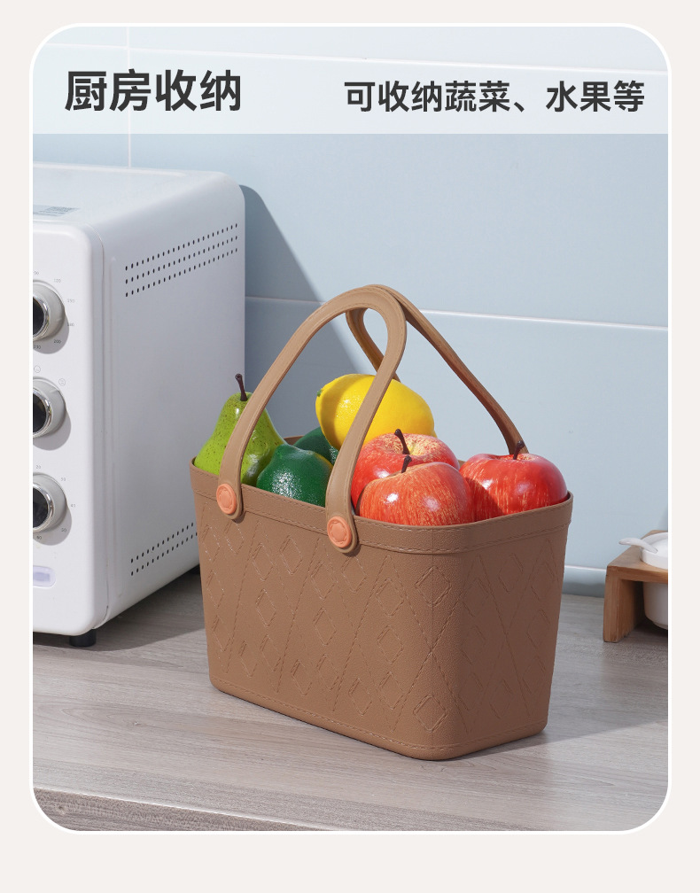 方形手提买菜篮子 塑料软手柄多色小篮子野餐杂物整理便携式篮子详情10