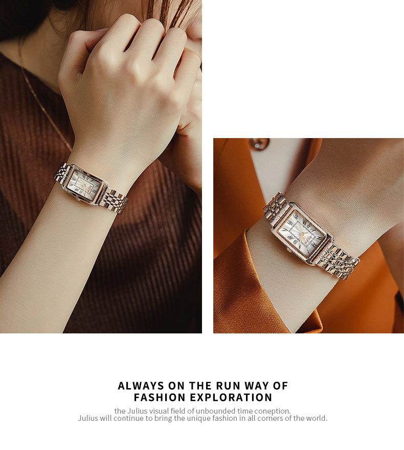 JULIUS Julisi InS-style Roman dial steel band small square dial student watch for Ladies JA-1252 pic 8