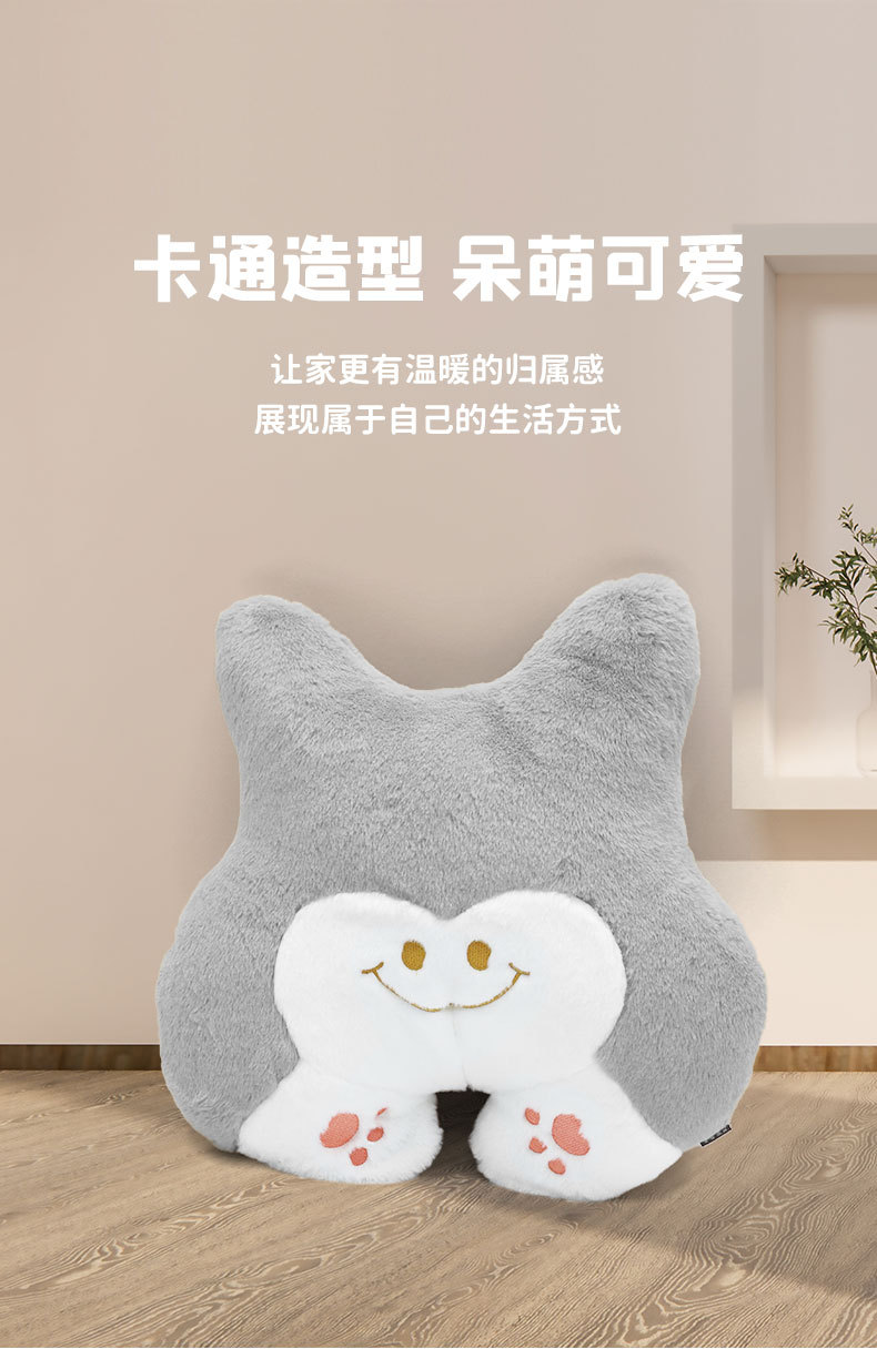 Wholesale of cartoon cute animal throw pillows, plush toys for recreation, multi-purpose winter thickened warm cushions and backrests pic 3