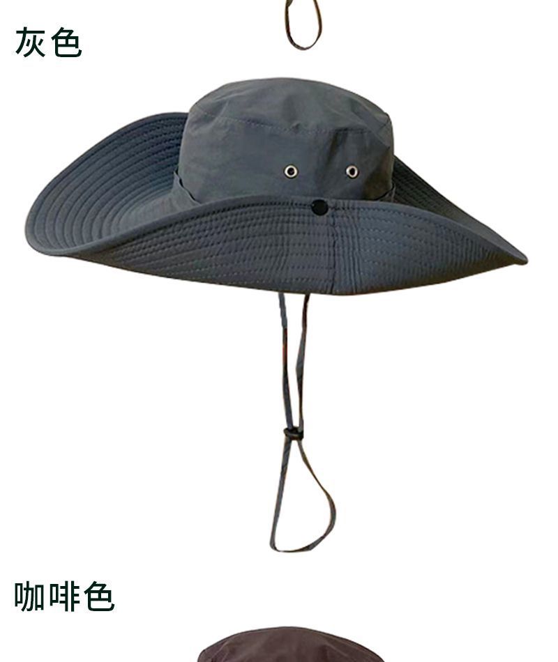 夏季户外防晒渔夫帽大檐遮阳钓鱼帽男女通用纯色防晒丛林登山帽详情15